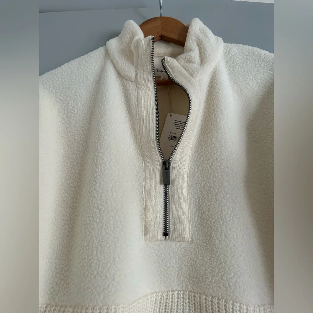 NWT Splendid Long Sleeve Tie Hem Quarter Zip Pullover size XS - Picture 8 of 10